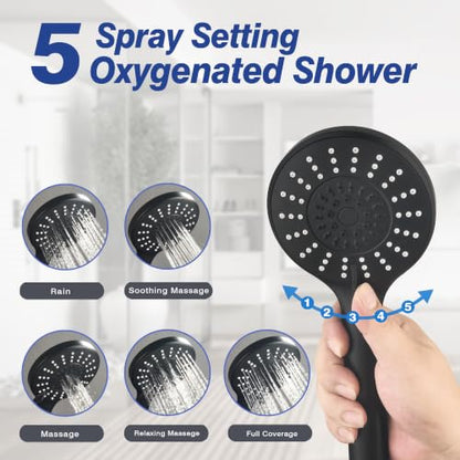 Shower Slide Bar with Adjustable 5-Function Handheld Shower Head & 59-Inch Hose – Stainless Steel Wall Mount Shower Slide Bar Set, Drilling Required(Matte Black) - color: Matte Black
