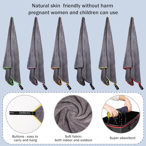 Dofilachy 6 Pack Camping Towel - Camping Towels Quick Dry Towel Microfiber Travel Sports Towel for Camp Bath Beach Swim, Large 24” x 48” - color: Black-6