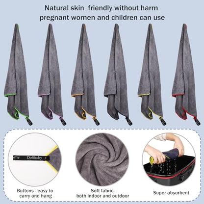 Dofilachy 6 Pack Camping Towel - Camping Towels Quick Dry Towel Microfiber Travel Sports Towel for Camp Bath Beach Swim, Large 24” x 48” - color: Black-6