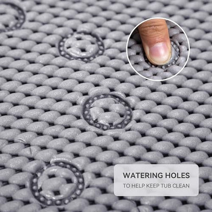 Bathtub Mat Non Slip, Soft Foam Bath Mat for Tub, Bathtub Mat with Drain Holes, Suction Cups Shower Mat (Gray, 36''X17'') - color: Gray