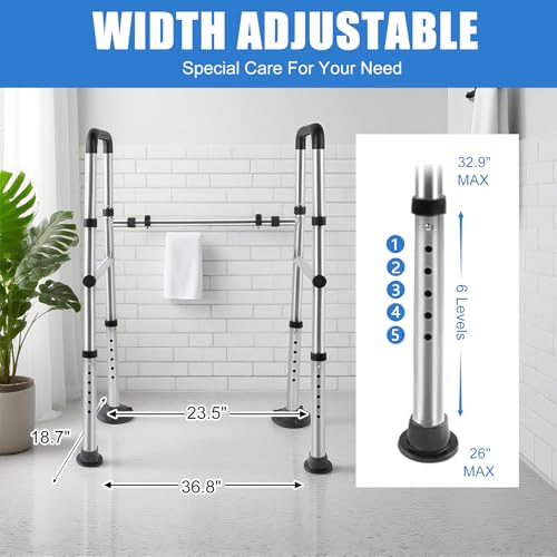 Toilet Safety Rails, Adjustable Toilet Safety Frame & Rails, Toilet Safety Rail for Elderly Adults