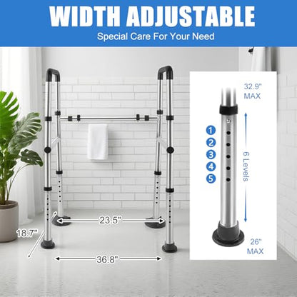 Toilet Safety Rails, Adjustable Toilet Safety Frame & Rails, Toilet Safety Rail for Elderly Adults