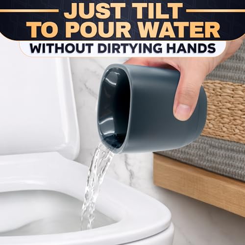 Toilet Brush and Holder, Silicone and Plastic (Grey) | Toilet Brush and Plunger Set, Easy to Place and Simple to Store After Use, Compact Bath Accessory for Small Spaces - color: Gray