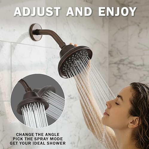 Massage Shower Head With Mist - 2.5 GPM - Oil-Rubbed Bronze | High Pressure Boosting, 6 Function Adjustable Massaging Rainfall Showerhead For Low Flow Baths With Water Saving Nozzles - color: Oil Rubbed Bronze, size: 2.5 GPM