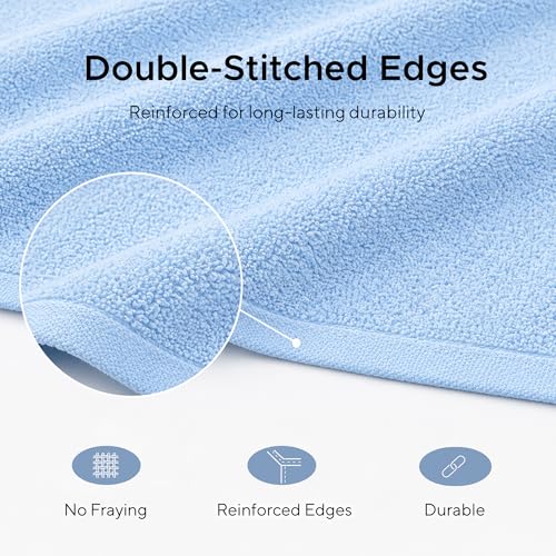 6 Pieces - Rhosus-Veteran Textile Turkish Cotton - Luxury Towel Set for Bathroom & Kitchen, 2 Bath Towels, 2 Hand Towels & 2 WashCloths *Valued $79.99* (SKYLITE Blue) - color: Skylite Blues