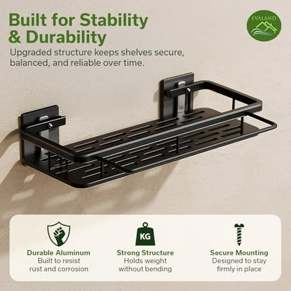 Adhesive Shower Caddy, Rustproof Stainless Steel Bath Organizers With Large Capacity, No Drilling Shelves for Bathroom Storage & Home Decor