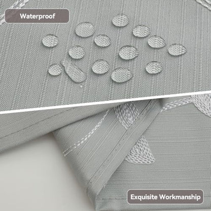 Embroidered Leaf Farmhouse Shower Curtain,Faux Linen,72Wx72L,Grey | Boho Modern Shower Curtain Set, Washable & Waterproof Fabric, Floral Shower Curtains for Bathroom with Hooks - color: Grey