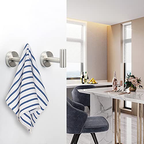 NearMoon Bath Towel Hooks- SUS 304 Stainless Steel Robe Hook Holder, Heavy Duty Coat Hook for Bathroom Livingroom Hotel Kitchen Garage, Wall Mounted- 4 Pack (Brushed Nickel) - color: Brushed Nickel, size: 4 Pack