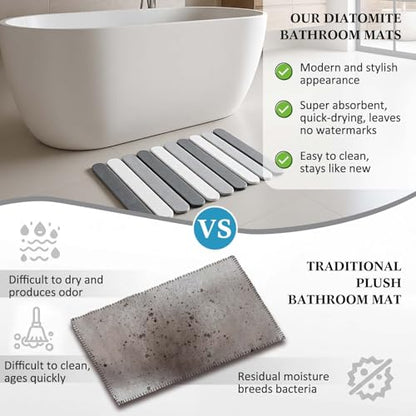Stone Bath Mats for Bathroom, 23.6 x 15.3 Inch,Rounded Edge | Foldable Super Absorbent Diatomaceous Earth Bath Mat, Non Slip Quick Drying Bathroom Shower Rugs, Easy to Clean and Storage - style: Rounded Edge