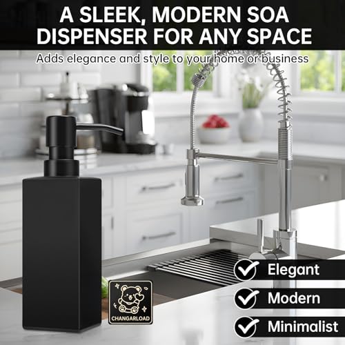 Black Soap Dispenser for Bathroom Countertop, Square Black Dish Soap Dispenser Pump Bottle with Kitchen Sink Laundry Shower Lotion - color: Black
