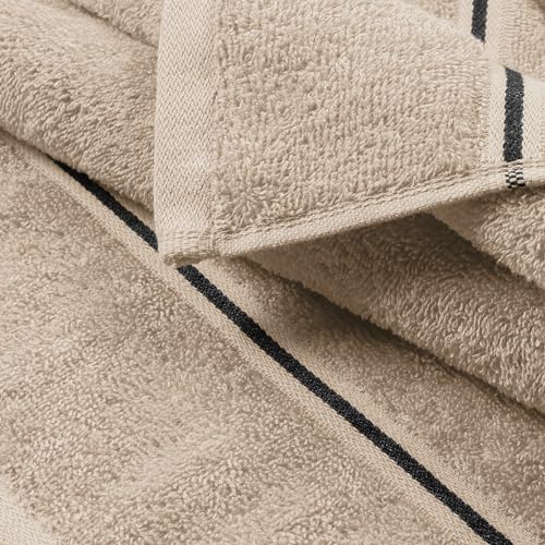 MyOwn Ultra Soft 6 Pack Cotton Towel Set, Contains 2 Bath Towels 28x55 inch, 2 Hand Towels 16x24 inch & 2 Wash Coths 12x12 inch, Ideal Everyday use, Compact & Lightweight - Tan - color: Tan, size: 6 Piece Set