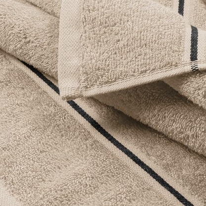 MyOwn Ultra Soft 6 Pack Cotton Towel Set, Contains 2 Bath Towels 28x55 inch, 2 Hand Towels 16x24 inch & 2 Wash Coths 12x12 inch, Ideal Everyday use, Compact & Lightweight - Tan - color: Tan, size: 6 Piece Set