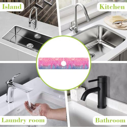 Faucet Mat Sink Splash Guard 23.5"X5.5" | Fish Scales Absorbent Drying Mat Sink Gadgets Splash Guard Behind Faucet Drip Catcher for Kitchen Bathroom 23.5"X5.5" - size: 23.5" x 5.5"