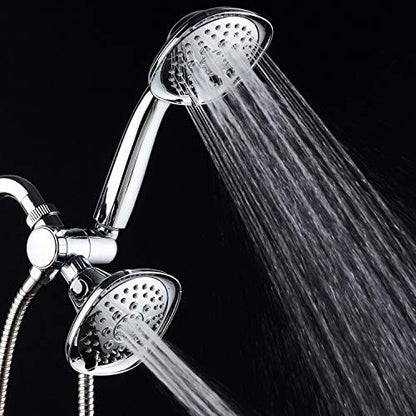 AquaDance Luxury Square 48-setting High-Pressure Dual Head/Handheld Shower Spa Combo. Extra-Long 72" Stainless Steel Hose, 3-way Flow Diverter, All-Chrome Finish. - color: Chrome