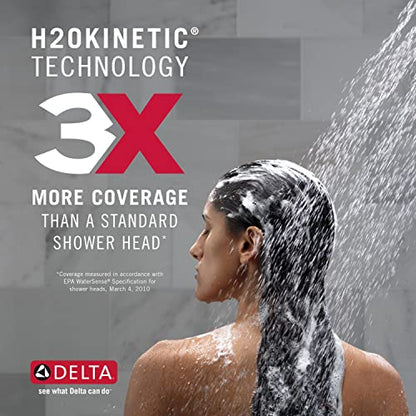 Delta Faucet Single-Spray H2Okinetic Slide Bar Hand Held Shower with Hose, Black Handheld Shower Head, Slide Bar Hand Shower, Handheld Shower, Detachable Shower Head, Matte Black 51567-BL - color: Matte Black