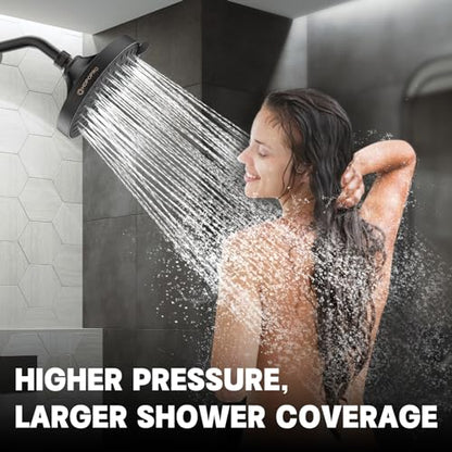 High Pressure Shower Head, HOPOPRO 5-Mode Fixed Showerhead, NBC Recommended | The Washington Post, NBC, Today Recommended, Consumer Reports Tested High Flow Fixed Shower Head (6 Inch Oil Rubbed Bronze) - color: Oil Rubbed Bronze Modern, style: 6 Inch Mode