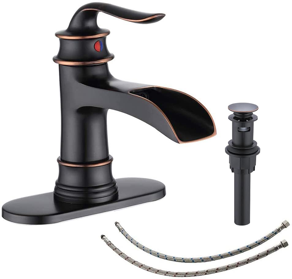 Waterfall Faucet Bathroom Faucet Single Handle One Hole Oil Rubbed Bronze Finish Large Spout Lavatory Faucets Oil Rubbed Bronze - color: Standard - Oil Rubbed Bronze - Single