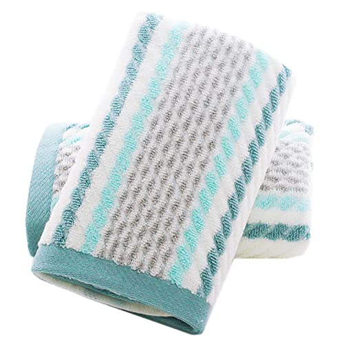 Pidada Hand Towels Set of 2 Striped Pattern 100% Cotton Soft Absorbent Decorative Towel for Bathroom (Green) - color: 2 Green, size: 13.4 x 29.5