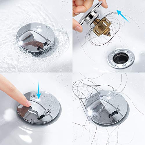 KAIYING Pop Up Drain, Bathroom Vessel Sink Drain | with Overflow, Detachable Basket Drain Stopper Assembly, Anti-Clogging & Anti-Explosion Drain Strainer, Chrome Finish - color: Chrome, style: With Overflow