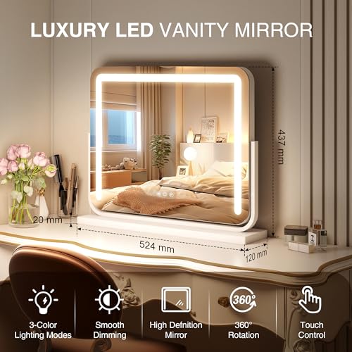 Lighted Makeup Mirror with Lights,Vanity Mirror with Lights, 21"×15.7" - size: 20.5"L x 15.7"W - Light Strip