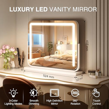 Lighted Makeup Mirror with Lights,Vanity Mirror with Lights, 21"×15.7" - size: 20.5"L x 15.7"W - Light Strip