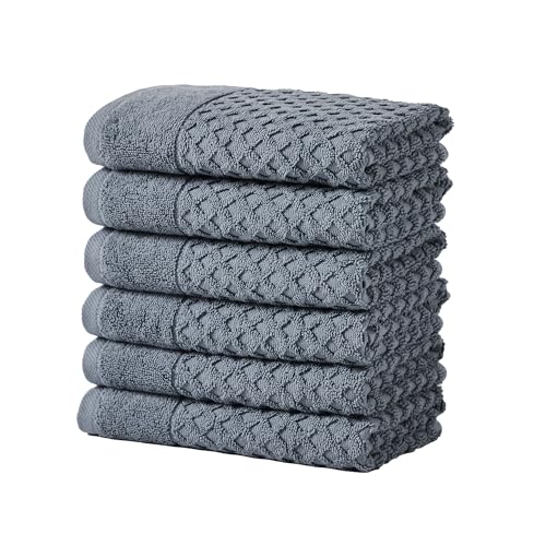 Great Bay Home Hand Towels - 100% Cotton 6 Pack 26x16 Hand Towel Set - Absorbent, Durable, Quick-Dry Towels for Bathroom (Blue) - color: 04 Blue, size: Hand Towel (Pack of 6)