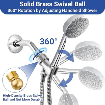Shower Head Holder Adapter with Solid Brass Metal Ball， Adjustable Handheld Shower Head Holder Fit for Almost Shower Heads，Universal Arm Mount Bracket for Connecting Shower Arm and Hose.