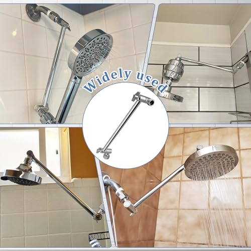 Rain Shower Head Extension 12 Inch Adjustable Rain Shower Head Extension Arm Stainless Steel Shower Head Holder G1/2 Universal Connector Compatible (Chrome Finish) - color: Chrome Finish
