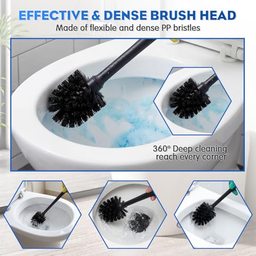 Sawysine 12 Pcs Commercial Toilet Plunger and Brush Set 6 Pack 18" Rubber Plunger with Double Thrust Force Suction Cup Handle and 6 Pack 16.54" Toilet Bowl Brush Bulk for Store Restaurant (Wood)