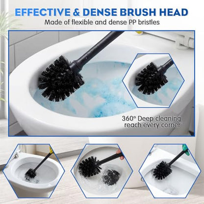 Sawysine 12 Pcs Commercial Toilet Plunger and Brush Set 6 Pack 18" Rubber Plunger with Double Thrust Force Suction Cup Handle and 6 Pack 16.54" Toilet Bowl Brush Bulk for Store Restaurant (Wood)