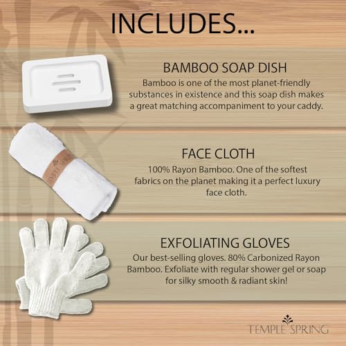 Bamboo Bathtub Tray Caddy for Tub — Expandable Wood Bath Tray with Solid Book Stand Wine Holder and Non-Slip Pads — Includes Bamboo Soap Dish and Spa Accessories — Luxury Bath Gift Set - color: White