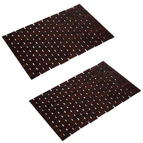 Bath Mat Bathroom Runner Long Large Rugs Floor Wood Shower Bathtub Waterproof Non Slip Accessories 16x34 Inch Easy to Clean, Natural, 1 pc - color: Brown, size: 16x 24 Inch-2 pcs