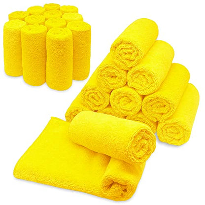 Blue Horizon Microfiber Cleaning Towels, Pack of 24, Ultra Soft Plush Washcloth, All Purpose Premium Microfiber Detailing Cleaning Cloths Reusable Shop Towels (16" x 16", Gold) - color: Gold