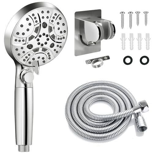 RV Shower Head with Hose, Shower Head with Handheld, 10 Modes High Pressure Shower Heads for Home/RV/Camper/Travel Trailer, Handheld Shower Head Holder and Extra Long 5ft Stainless Steel Hose