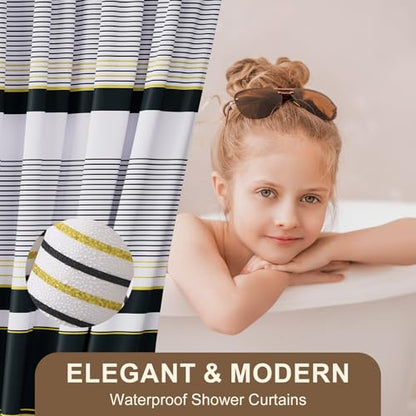 24PCS Bathroom Sets with Shower Curtain and Rugs,Black Bathroom Accessories Set Waterproof White and Gold Shower Curtain Set,Black and White Bathroom Accessories - size: Bath Set+Shower Curtain+Bath Rugs, style: Black8