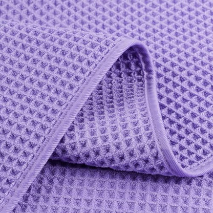 POLYTE 430 GSM Poly Blend Microfiber Quick Dry Waffle Hand Towel, 16x30 in | 4 Pack, Oversize, Lint Free, Quick Dry, Hanging Loop - color: Purple
