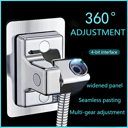 DASITON Handheld Shower Head Holder Wall Mount,Bathroom Adjustable Strong Adhesive Shower Wand Holder,No Drilling Wall and Waterproof Mount Bracket,Universal Shower Bracket(Black) - color: Black-F