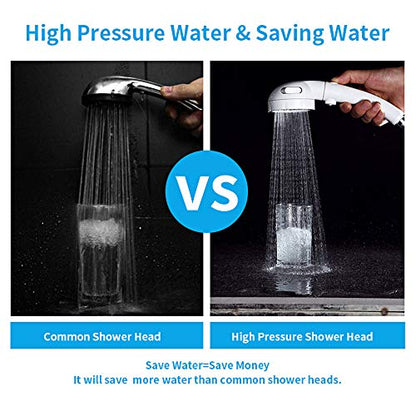 RV & Camper High Pressure Handheld Shower Head with Pause Button | 3 Spray Modes with ON/OFF Switch, Detachable Dog Shower Attachment, Drill-Free Pet Shower Wand with Bracket & Hose, White - color: White