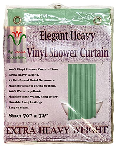 Elegant Heavy Duty Vinyl Shower Curtain Liner with 12 Metal Grommets Jade - color: Jade
