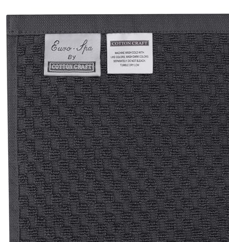 COTTON CRAFT Euro Spa Waffle Weave 6 Piece Towel Set - 100% Cotton - Charcoal - color: Grey, size: 6 Piece Towel Set