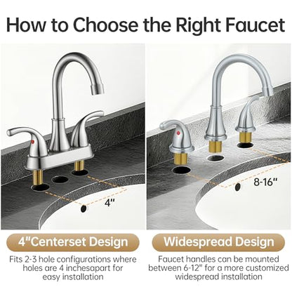 Bathroom Sink Faucet FRANSITON Centerset 8 Inch 2 Handle Bathroom Sink Faucet Lead-Free with Pop-up Drain Stopper and Supply Hoses (Brushed Nickel, 8 Inch) - color: Brushed Nickel