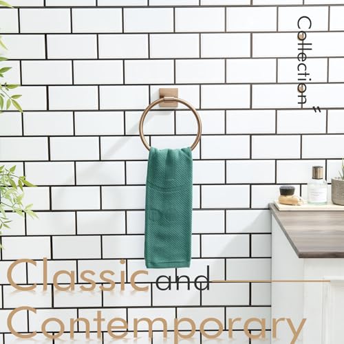 KOKOSIRI Hand Towel Holder Wall Mounted Towel Ring Bathroom Accessories Shower Towel Hanger Rack Stainless Steel Champagne Bronze, B3010CPG - color: Champagne Bronze