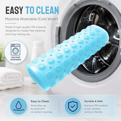 Bathtub Mat Non-Slip – 39" x 15.5" Extra Long Shower Mat with Suction Cups, BPA Free & Machine Washable, Textured Bath Mat for Tub, Ideal for Kids, Seniors & Pregnant Women, Clear Blue - color: Light Blue
