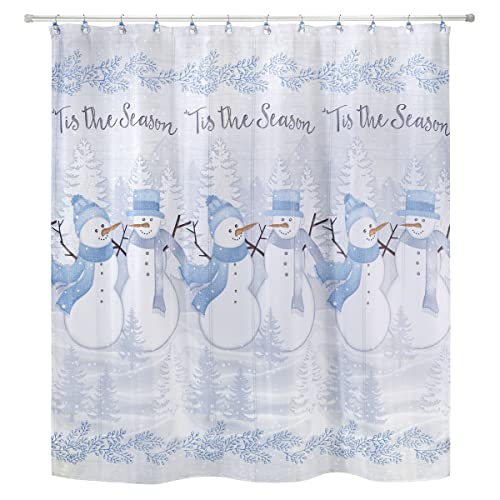 Avanti Linens - Shower Set, Fabric Shower Curtain with Matching 12pc Hooks, Holiday Bathroom Decor (Frosty Friends Collection) - size: 72"W x 72"L (Pack of 1)