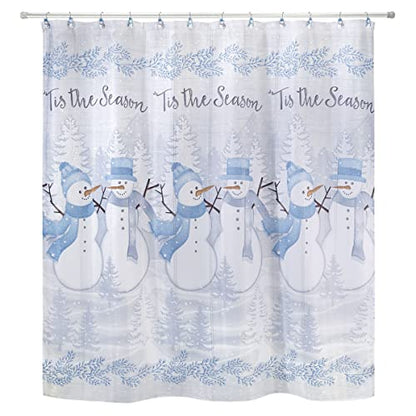 Avanti Linens - Shower Set, Fabric Shower Curtain with Matching 12pc Hooks, Holiday Bathroom Decor (Frosty Friends Collection) - size: 72"W x 72"L (Pack of 1)