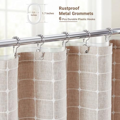 3-in-1 Stall Boho Linen Shower Curtain Set with Liner, 36x72, Taupe | Half Size, 330GSM Linen Blend, Waterproof PEVA Liner, Heavy Duty Fabric, 6 Plastic Hooks, Modern Farmhouse, Machine Washable - color: Taupe With Liner, size: 36"W x 72"L (Pack of 1)