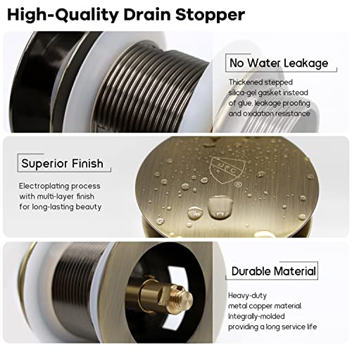 FerdY Pop-up Drain for Freestanding Bathtub, cUPC Certification, Freestanding Bathtub Drain Stopper, Brushed Bronze - color: Brushed Bronze