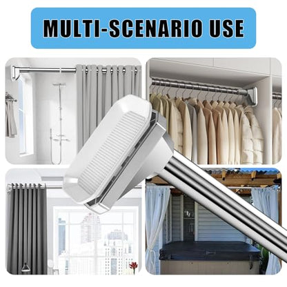 Silver Shower Curtain Rod 27 to 47 Inch,Heavy-Duty inner Lock Stainless Steel Telescopic Rod,1.2-Inch Diameter Bathroom Anti-Rust And anti-Slip Tension Rod Without Drilling,Convenient to Use - color: Stainless steel, size: 27-47 Inches