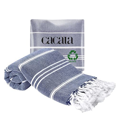 Cacala 100% Turkish Cotton Kitchen Tea Towels, Highly Absorbent Luxury Soft Quick Drying Dish Towel with Hanging Loop for Gym, Yoga, Bath, Sports, Cleaning and Kitchen (23 x 36), Dark Blue - color: Dark Blue