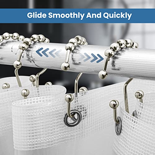 Utopia Bedding Double Glide Shower Curtain Hooks, 12 Pack, Nickel | Premium rust-resistant shower curtain rings provide reliable performance in bathrooms, guest rooms, and hotels - color: Nickel